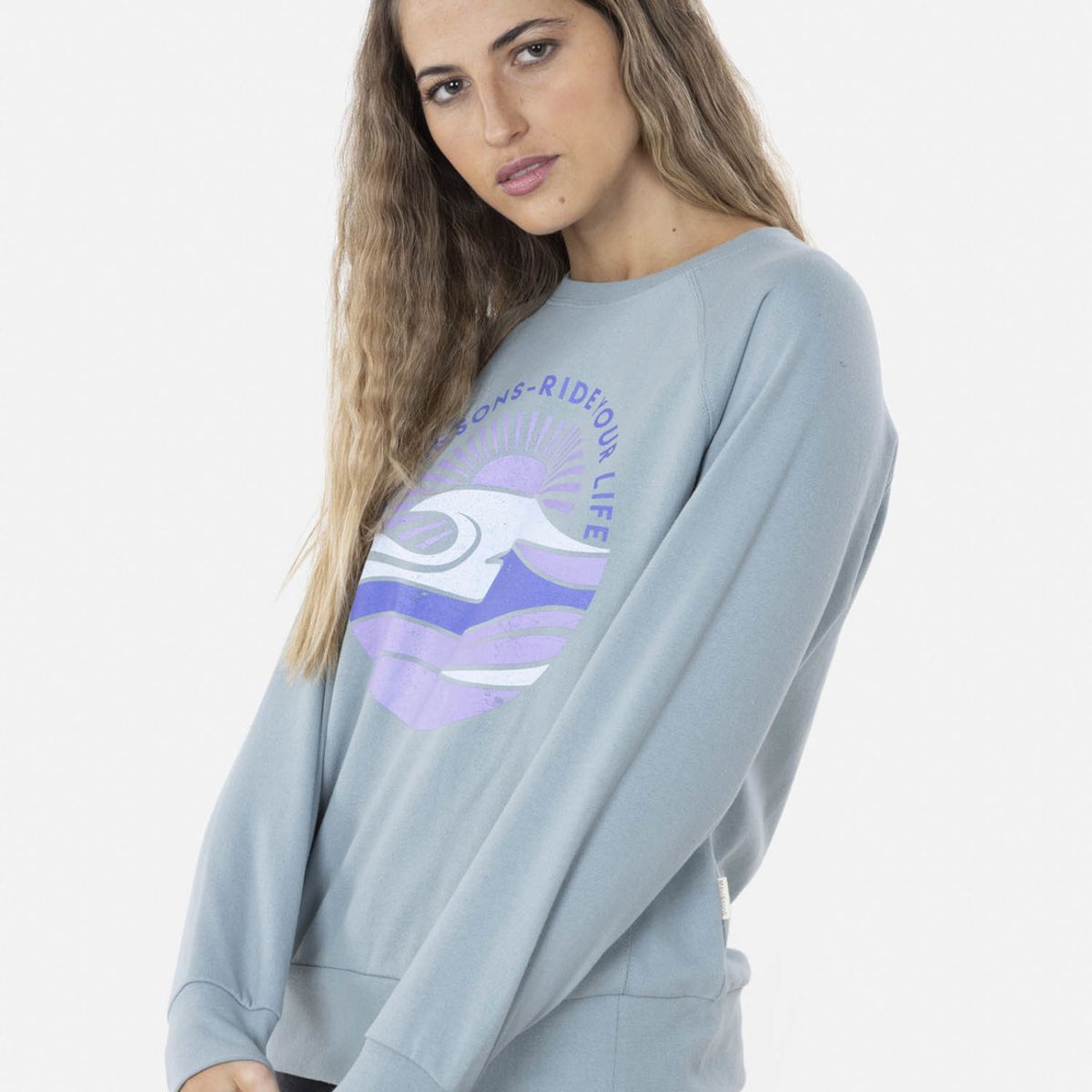 MAUI AND SONS - Poleron PURPLE WAVE CREW Mujer Azul Maui and Sons