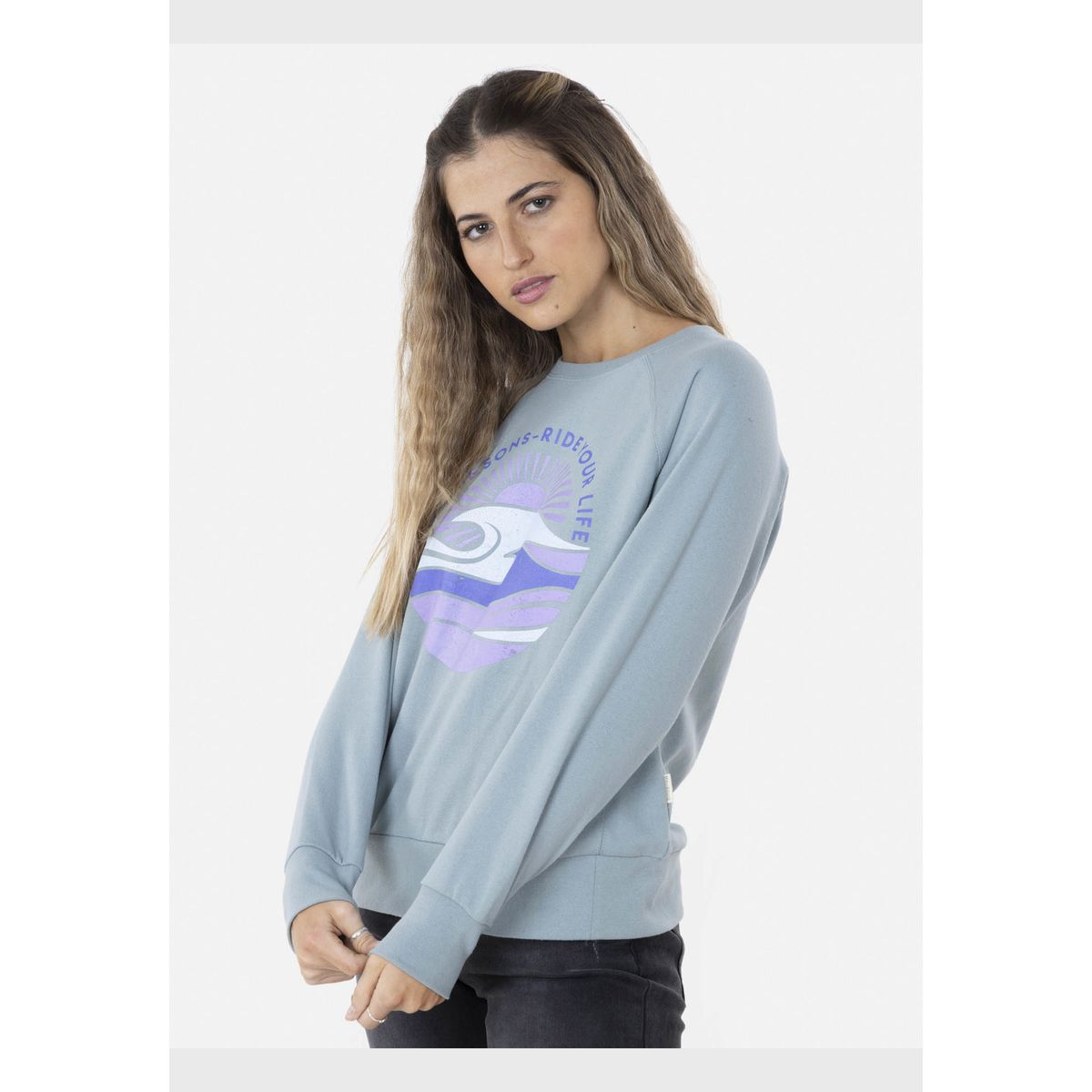 MAUI AND SONS - Poleron PURPLE WAVE CREW Mujer Azul Maui and Sons