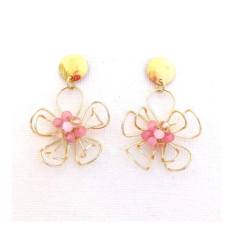 LILY JOYAS - Aros Flor  Cristales Rosa
