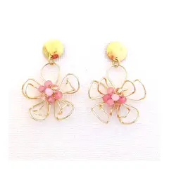 LILY JOYAS - Aros Flor Cristales Rosa