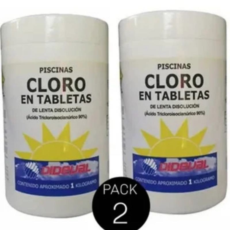 GENERICO - Cloro Tabletas 1Kg Pack 2und Lenta Disolucion Dideval
