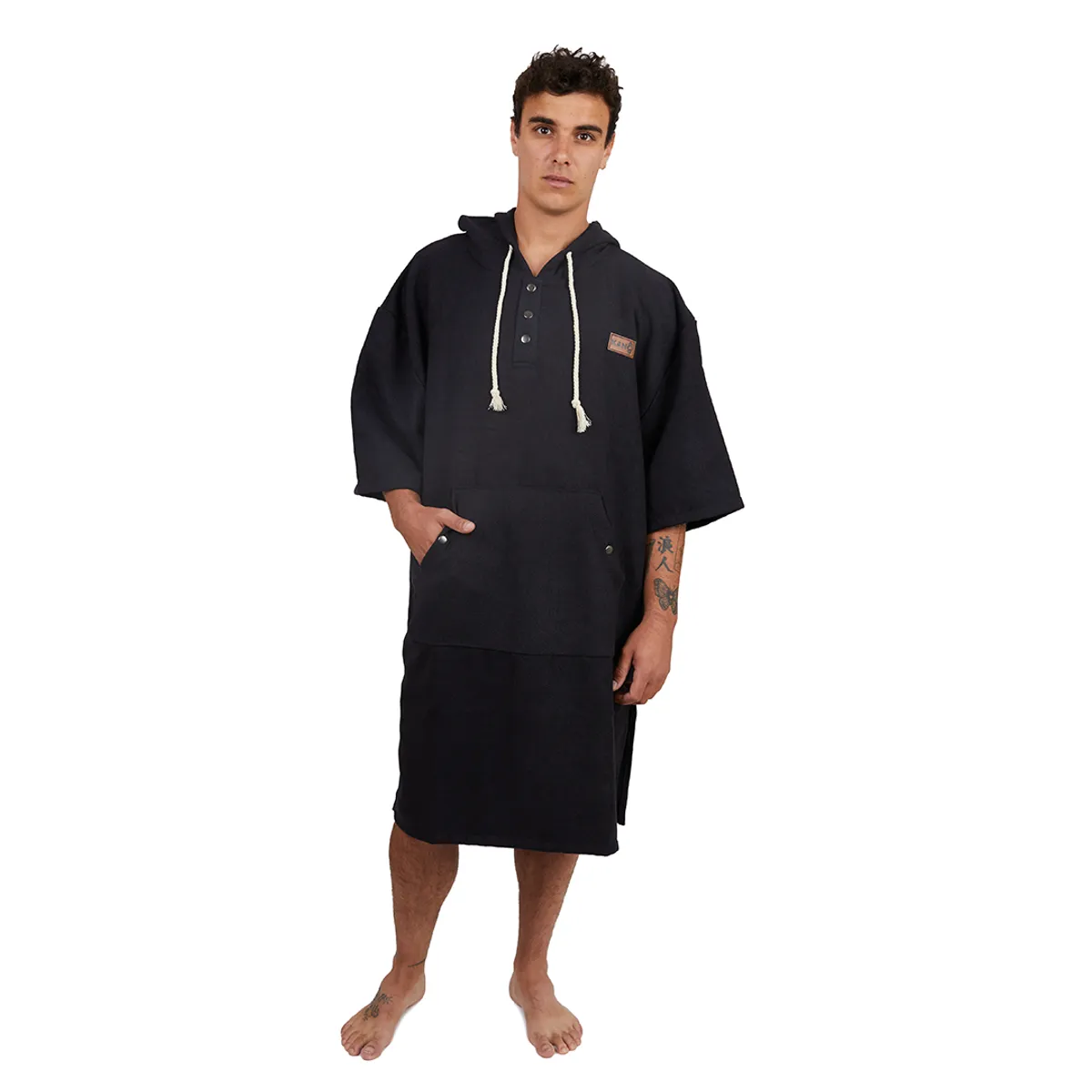 KANO - Poncho Reciclado Negro / Poncho Surf Kano