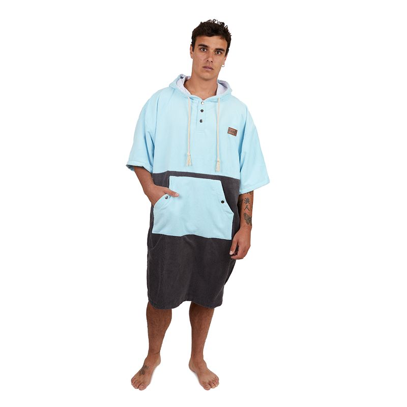 KANO - Poncho Terry Negro Celeste / Poncho Surf Kano