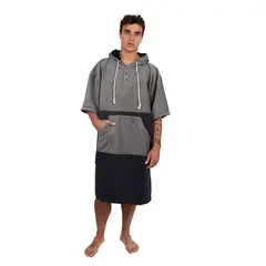 KANO - Poncho Terry Negro Gris / Poncho Surf