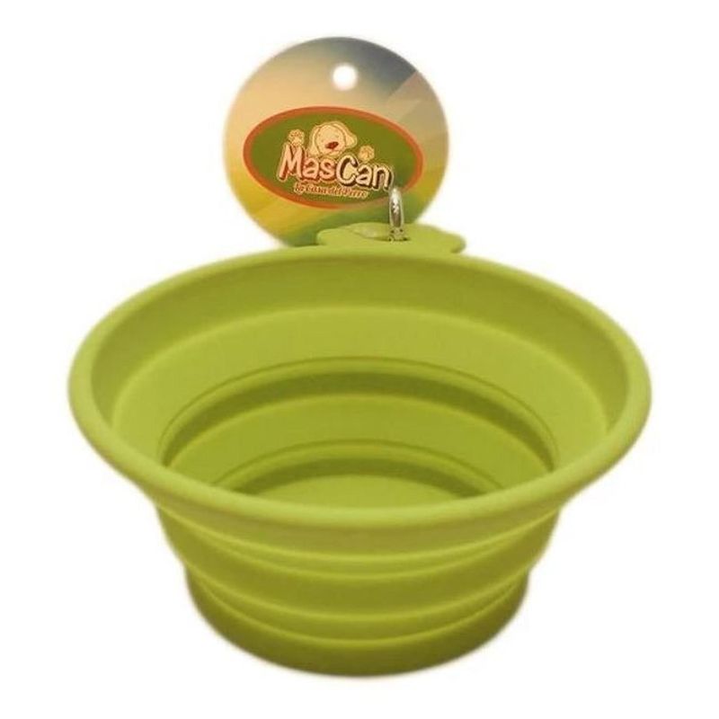 MASCAN - Plato Plegable Silicona Simple Verde Para Perro M Mascan