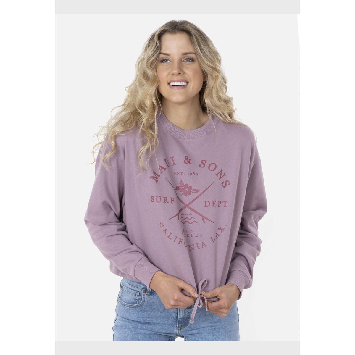 MAUI AND SONS - Poleron SURF DPT CREW Mujer Rosado Maui and Sons