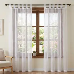 VELUTTI - Set Visillos Presilla Bordado Blanco