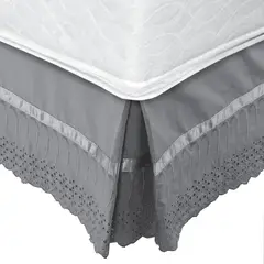 MALLORCA - Faldón 144 hilos Broderie Amanda 2 Plazas Gris