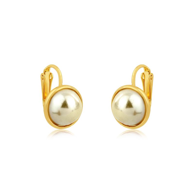 MARRO - Aros Perla clip enchapados en oro 18K