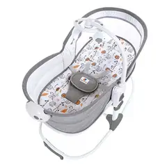 LUBABYCAS - Cuna Moisés Y Columpio Con Vibración 2 En 1 Gris