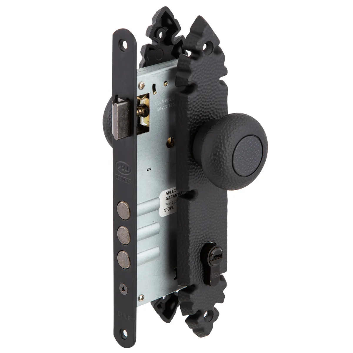 POLI - Cerradura Embutida Poli Rústica B60 Pomo Oficina