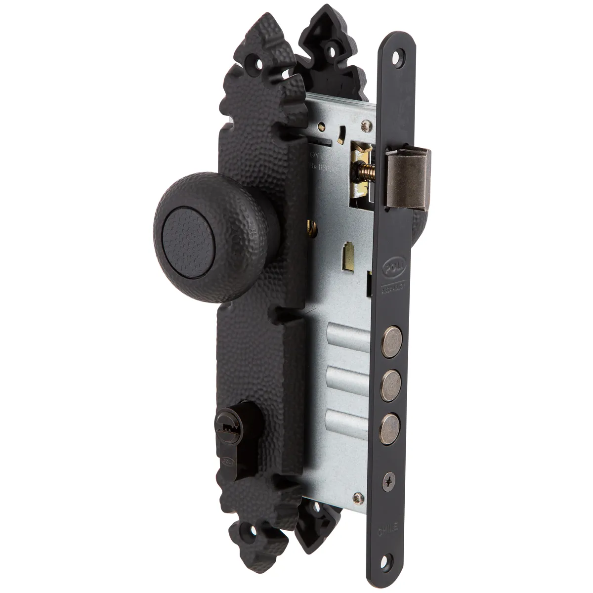 POLI - Cerradura Embutida Poli Rústica B60 Pomo Oficina