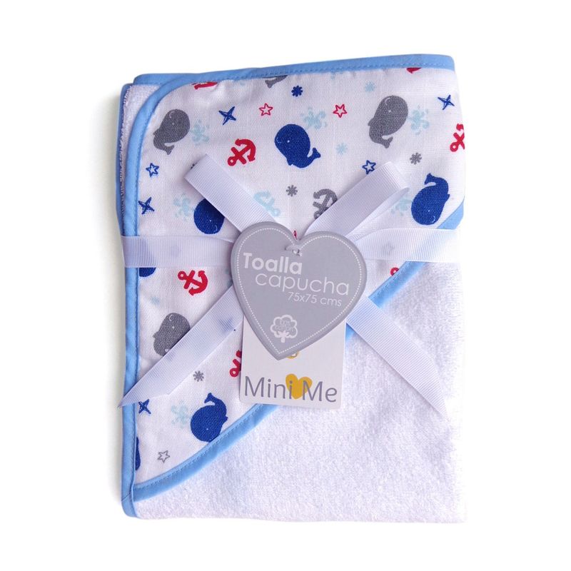 MINI ME - Toalla algodón para bebé con Capucha Mini Me blanca
