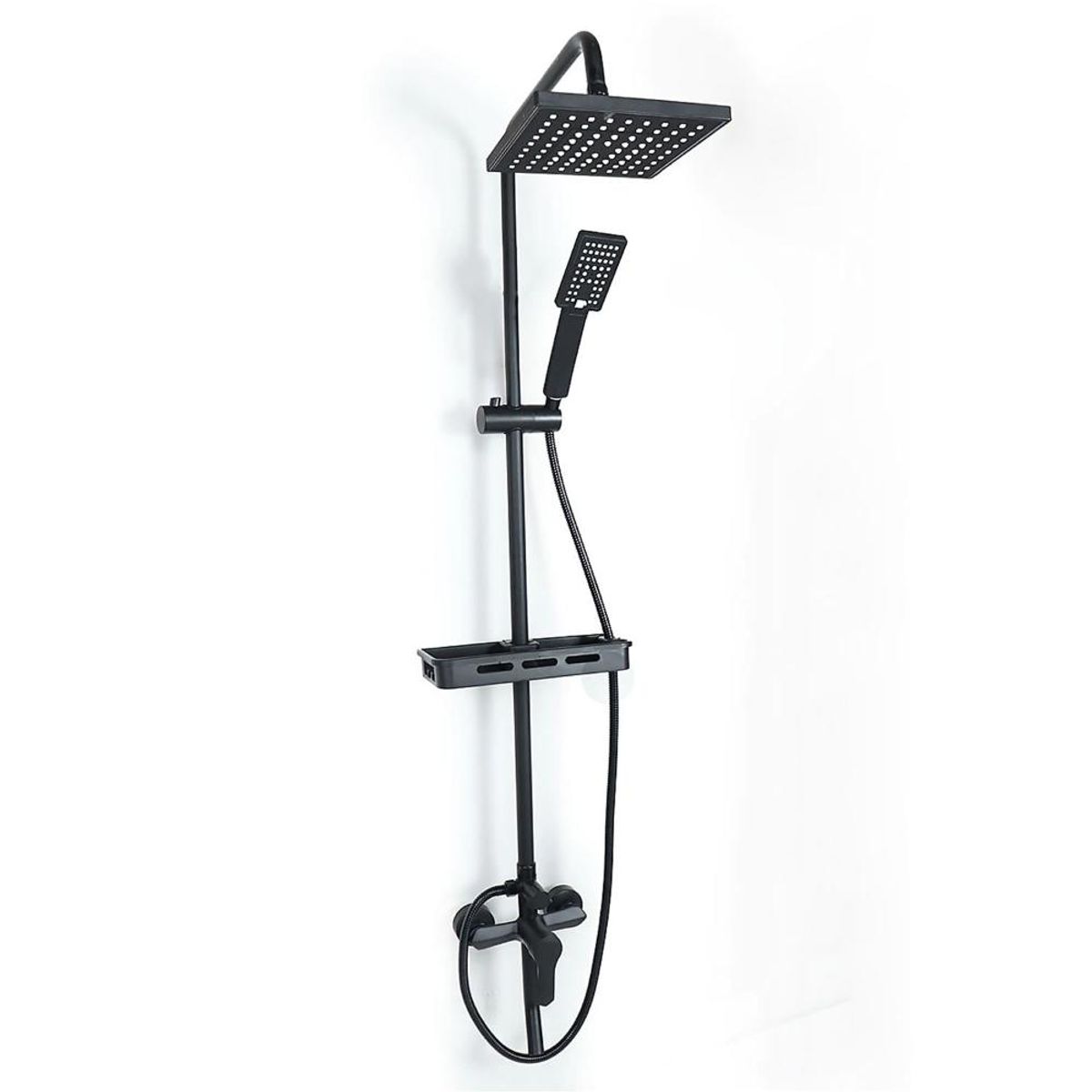 DETODOYMAS - Llave Monomando Columna Tina Ducha Moderna Cuadrada Negra DETODOYMAS