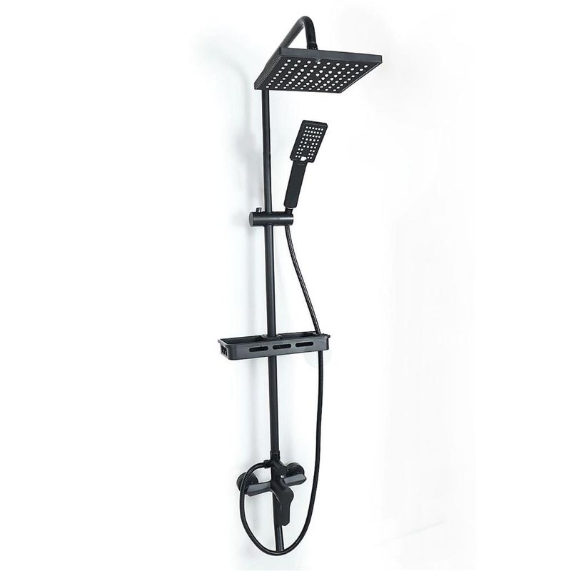 DETODOYMAS - Llave Monomando Columna Tina Ducha Moderna Cuadrada Negra DETODOYMAS