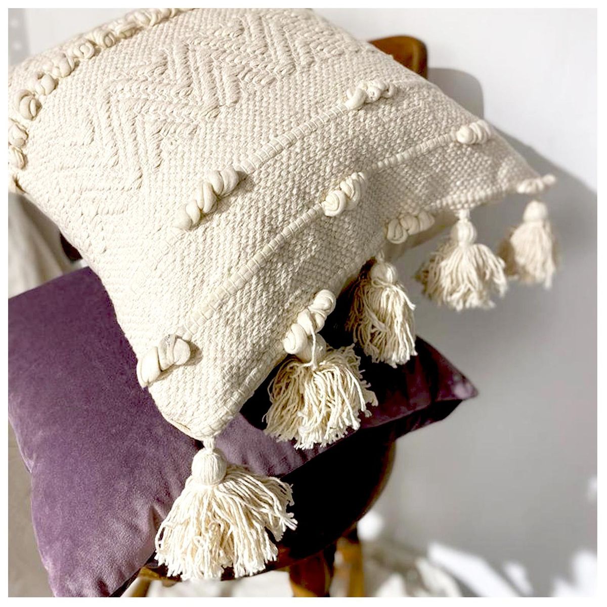 LIVING MARKET - Cojín Tejido Algodón Crudo 45x45 Living Market