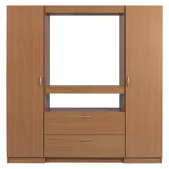 SPOMO - Closet rack 2 puertas 2 cajones, Café claro