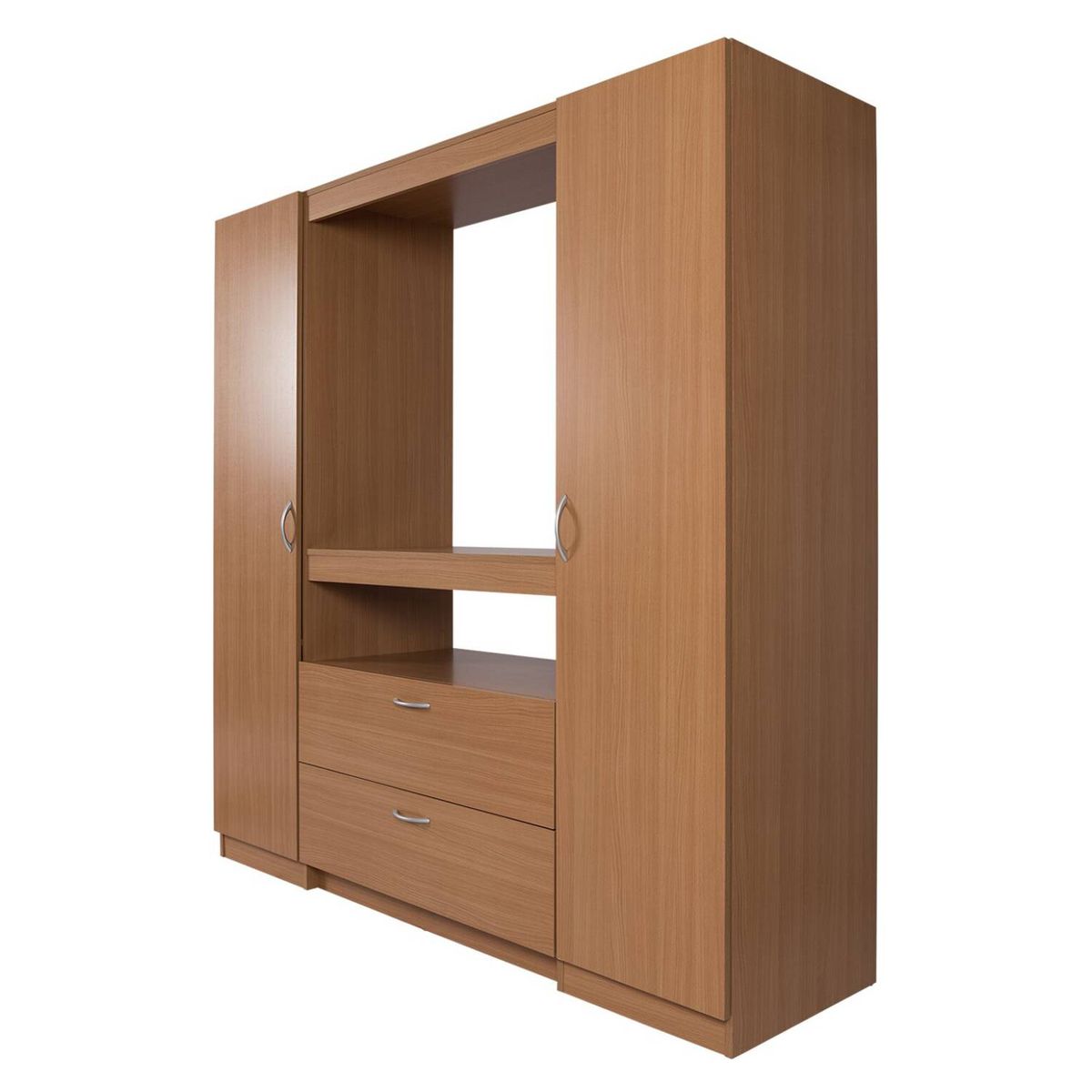 SPOMO - Closet rack 2 puertas 2 cajones, Café claro