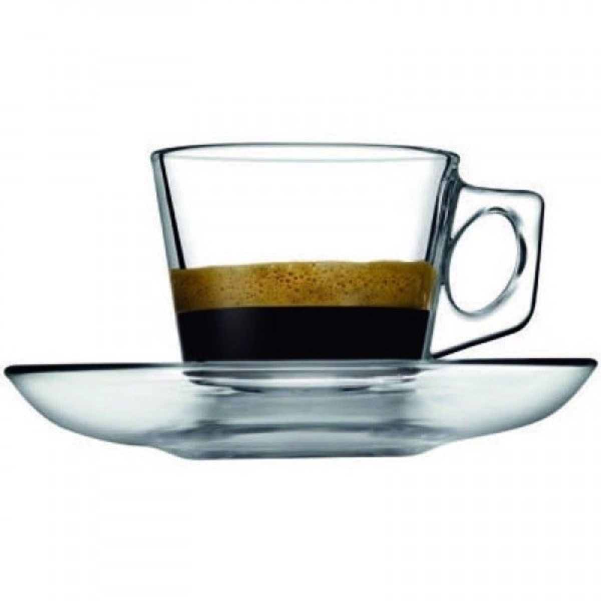 PASABAHCE - Set 6 Tazas Con Platillo Vidrio 80Cc PASABAHCE