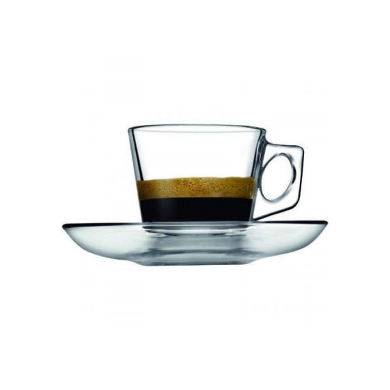 PASABAHCE - Set 6 Tazas Con Platillo Vidrio 80Cc PASABAHCE