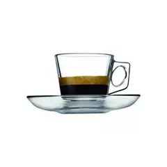 PASABAHCE - Set 6 Tazas Con Platillo Vidrio 80Cc