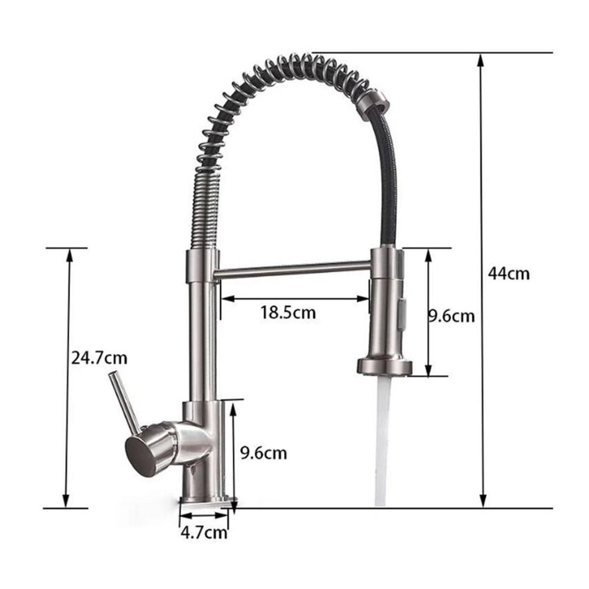DETODOYMAS - Llave Lavaplatos Plateada Flexible Acero Inox Grifo 360° DETODOYMAS