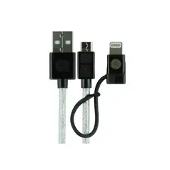 GENERAL ELECTRIC - Cable 2 en 1 Micro USB + Conector Lightning 1.80 Mts
