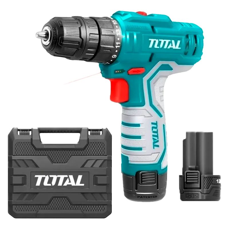 TOTAL TOOLS - Taladro Inalambrico 1350rpm 10mm 2 Bat 12v