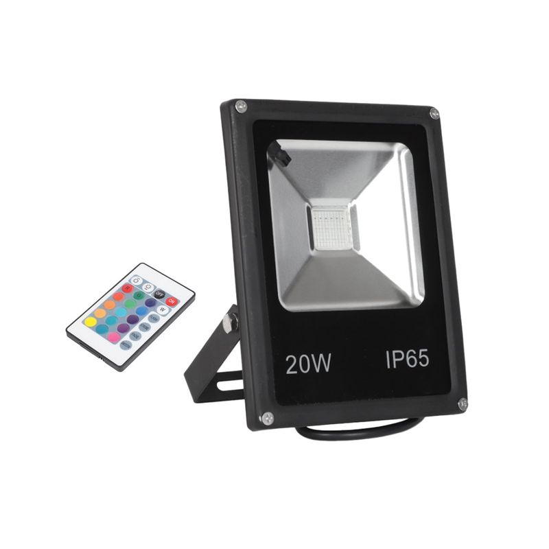 HB LEDS - Foco Proyector de Área LED 20W RGB Con Control Remoto
