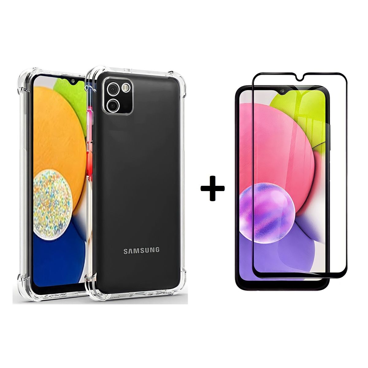 GENERICO - Carcasa Transparente Para Samsung Galaxy A03 Con Lamina Completa