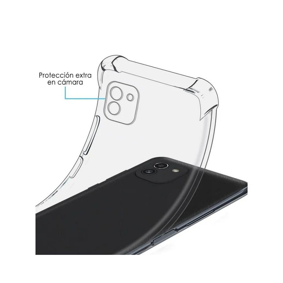 GENERICO - Carcasa Transparente Para Samsung Galaxy A03 Con Lamina Completa