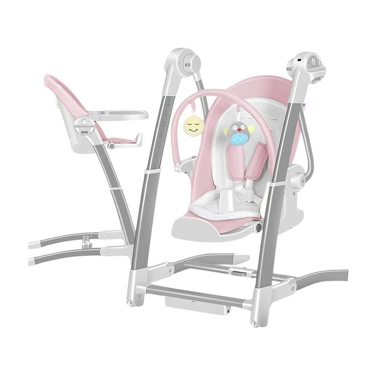 LUBABYCAS - Silla De Comer Y Columpio Mecedor Lujoso Lubabycas Rosada