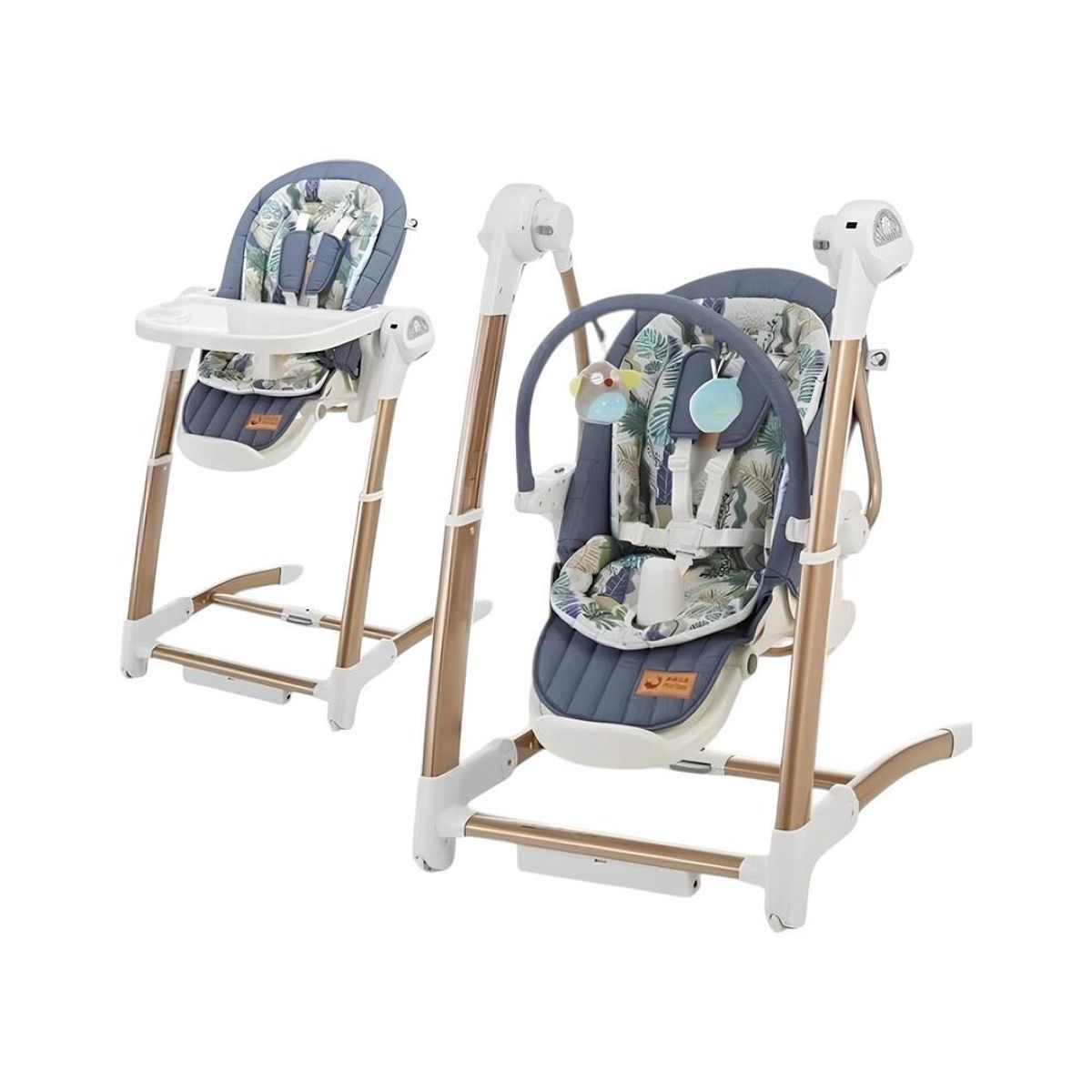 LUBABYCAS - Silla De Comer Y Columpio Mecedor Lujoso Lubabycas Azul