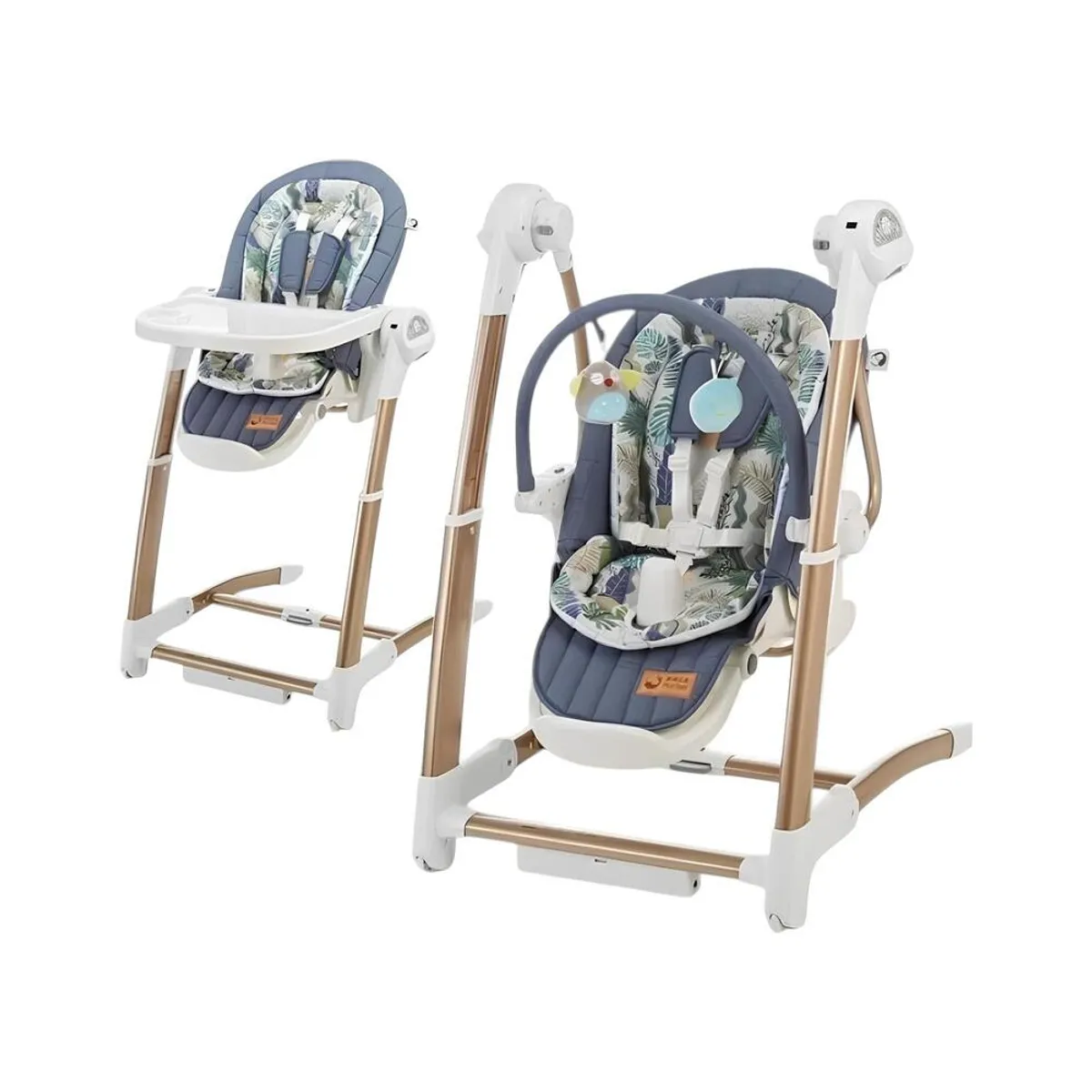 LUBABYCAS - Silla De Comer Y Columpio Mecedor Lujoso Lubabycas Azul