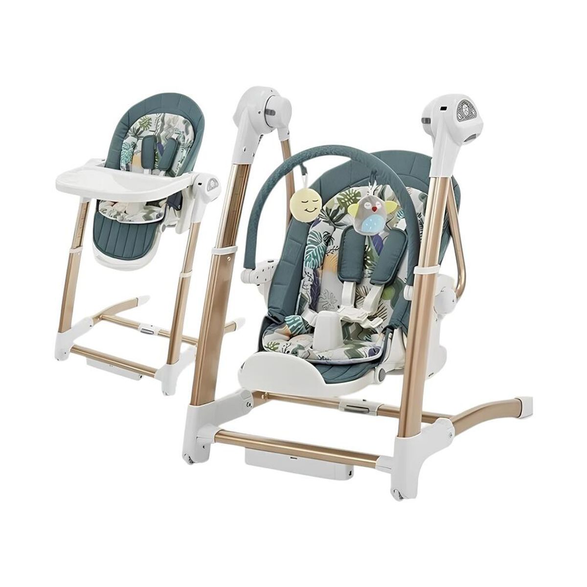 LUBABYCAS - Silla De Comer Y Columpio Mecedor Lujoso Lubabycas Verde