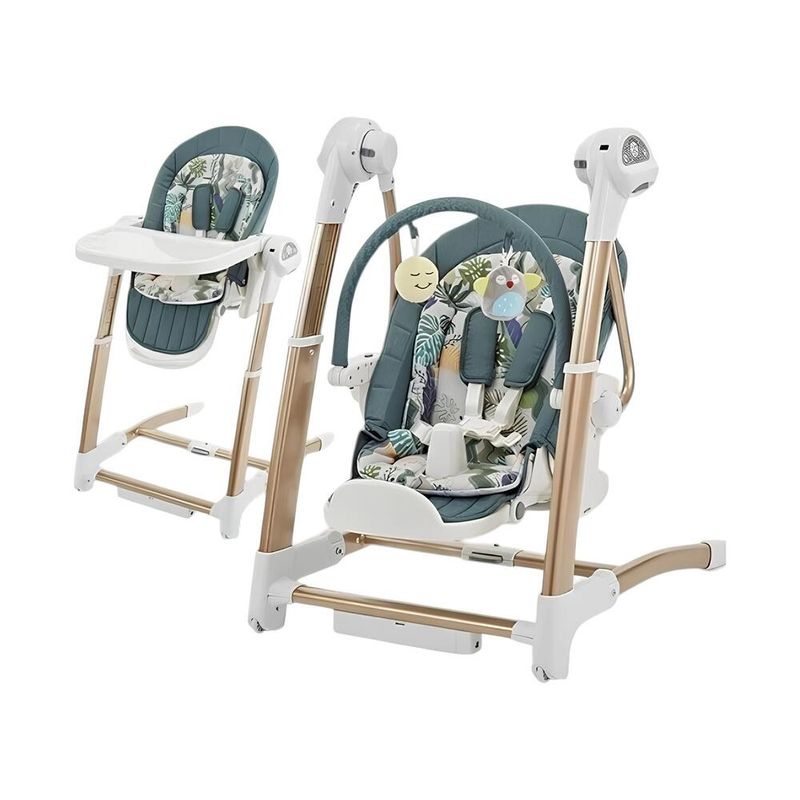 LUBABYCAS - Silla De Comer Y Columpio Mecedor Lujoso Lubabycas Verde