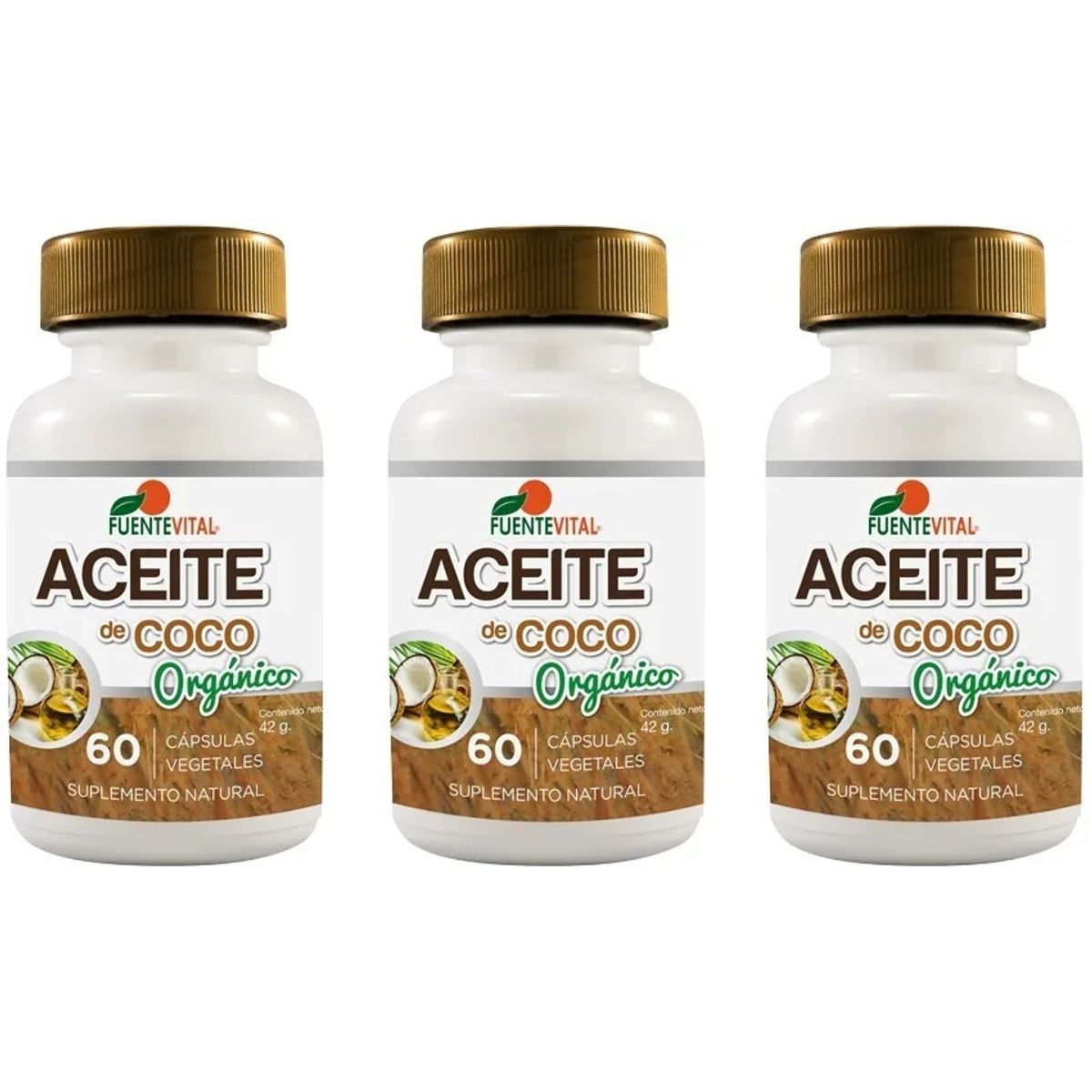 FUENTEVITAL - Aceite Coco Fv 3 Frascos 180 Capsulas 3x60 Caps