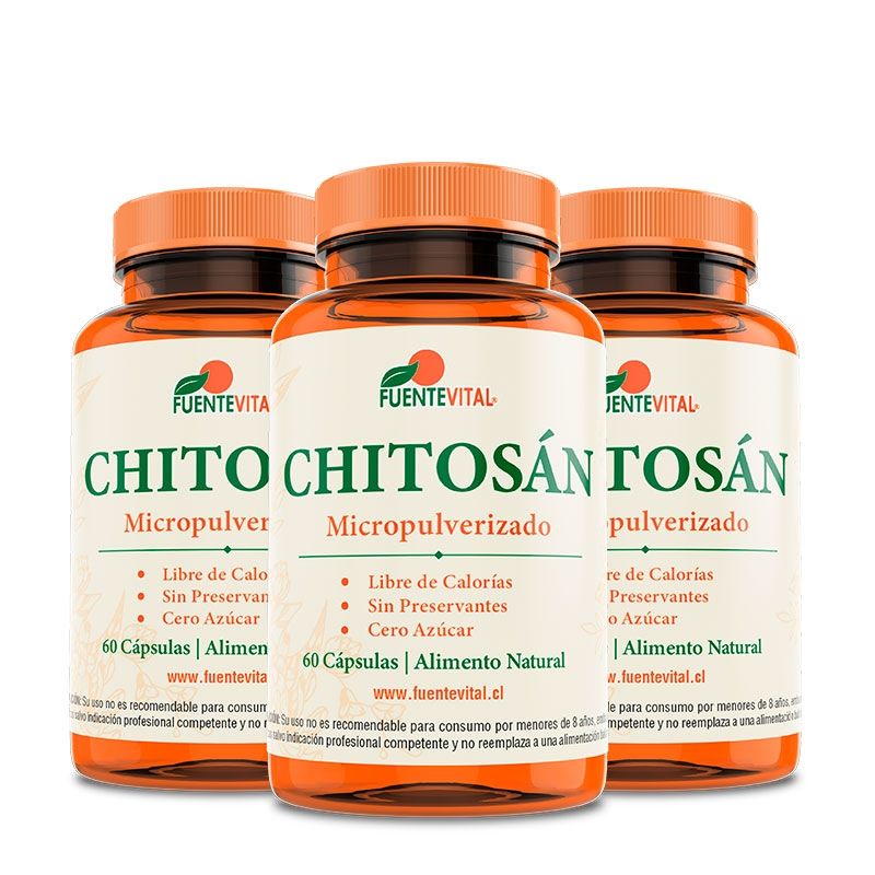 FUENTEVITAL - Chitosan Fv 3 Frascos 3x60 Capsulas. Adelagazante