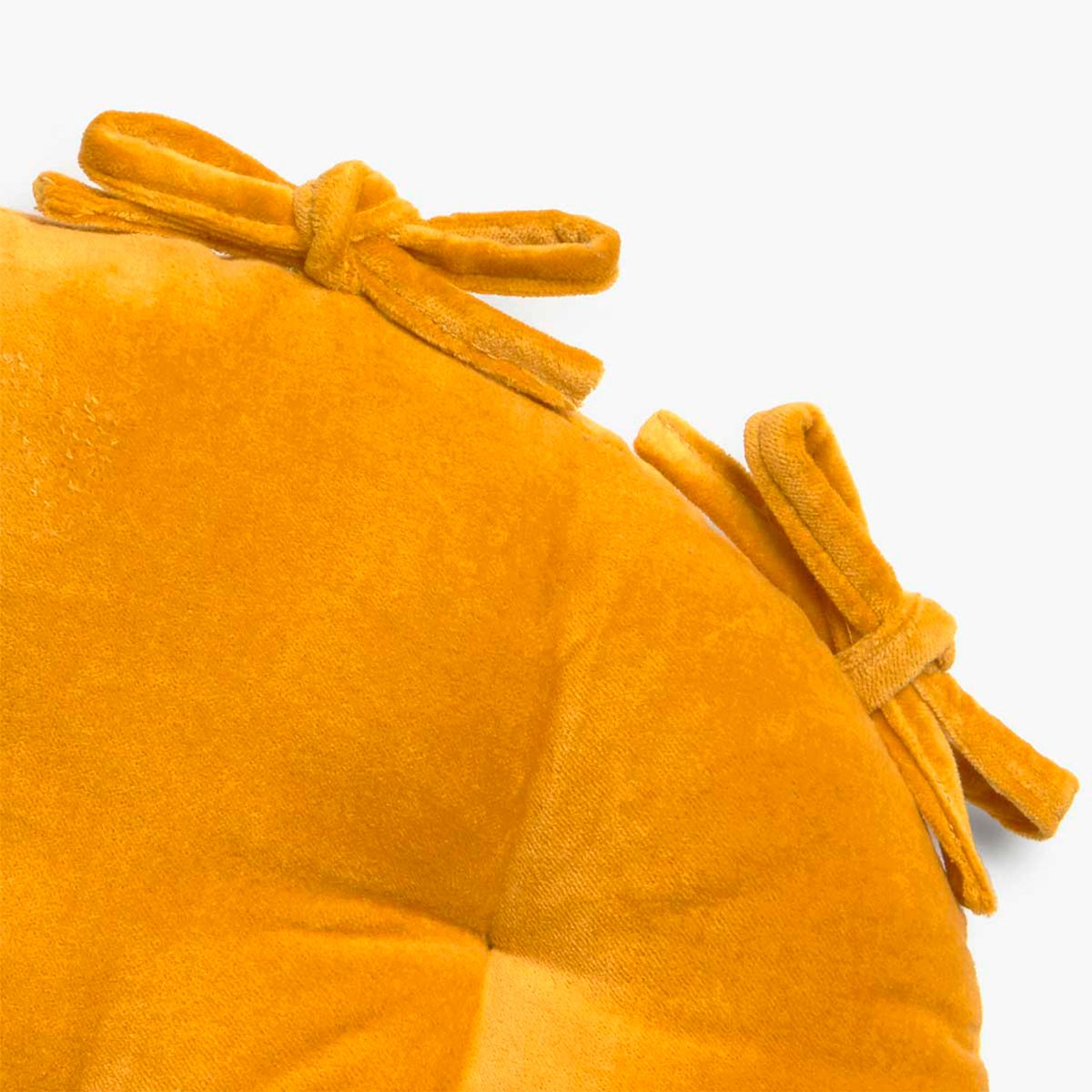 CALMA HOUSE - Cojín de Silla Redondo Velur Mostaza Calma House