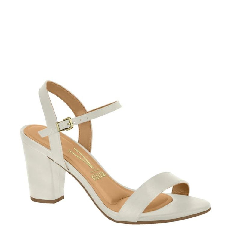 Sandalia Taco Ancho Plateado Mujer
