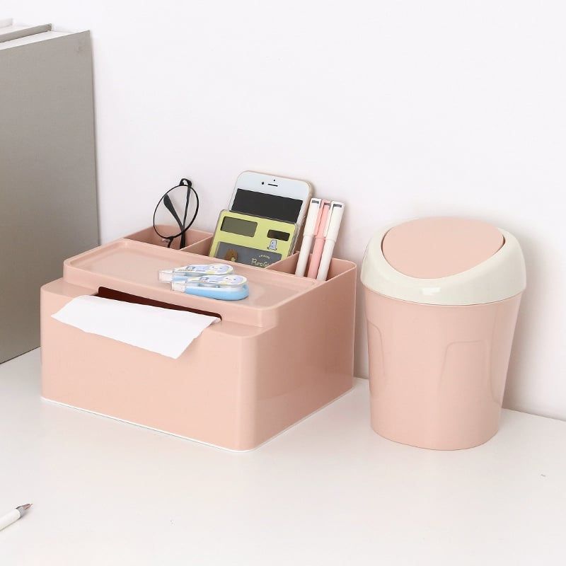 GENERICO - Caja para Pañuelos organizador de velador escritorio 8928 Ro