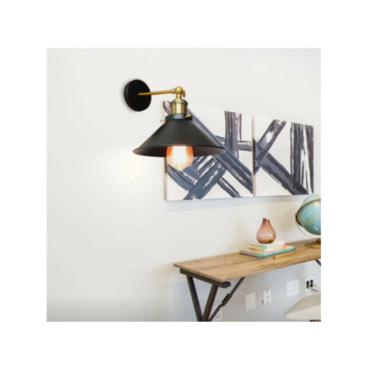 WANT - Aplique Lampara E27 Muro Bronce E27 con Pantalla