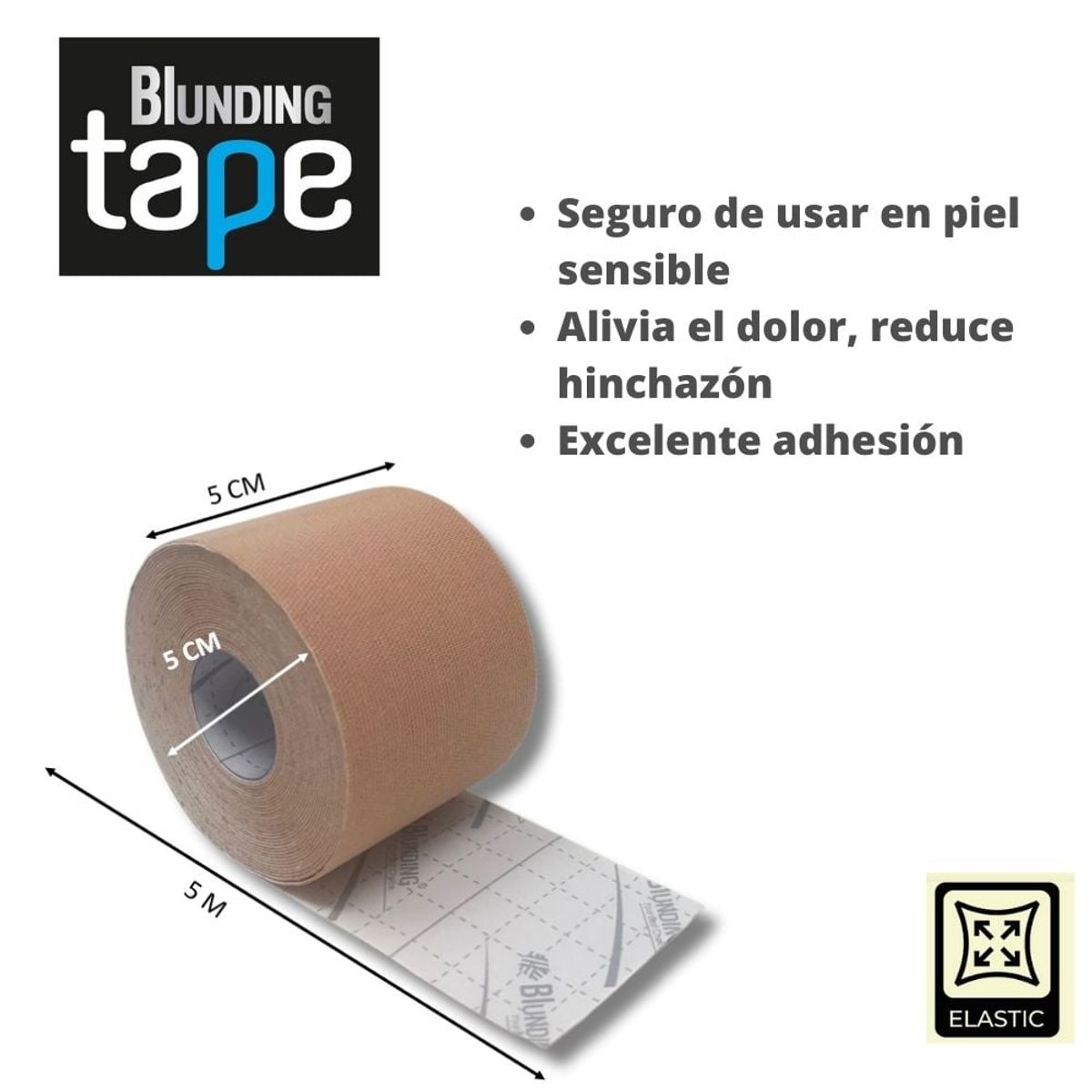 BLUNDING - Tape Kinesiológico Blunding Tape Beige (Rollo 5Cm X 5Mts)