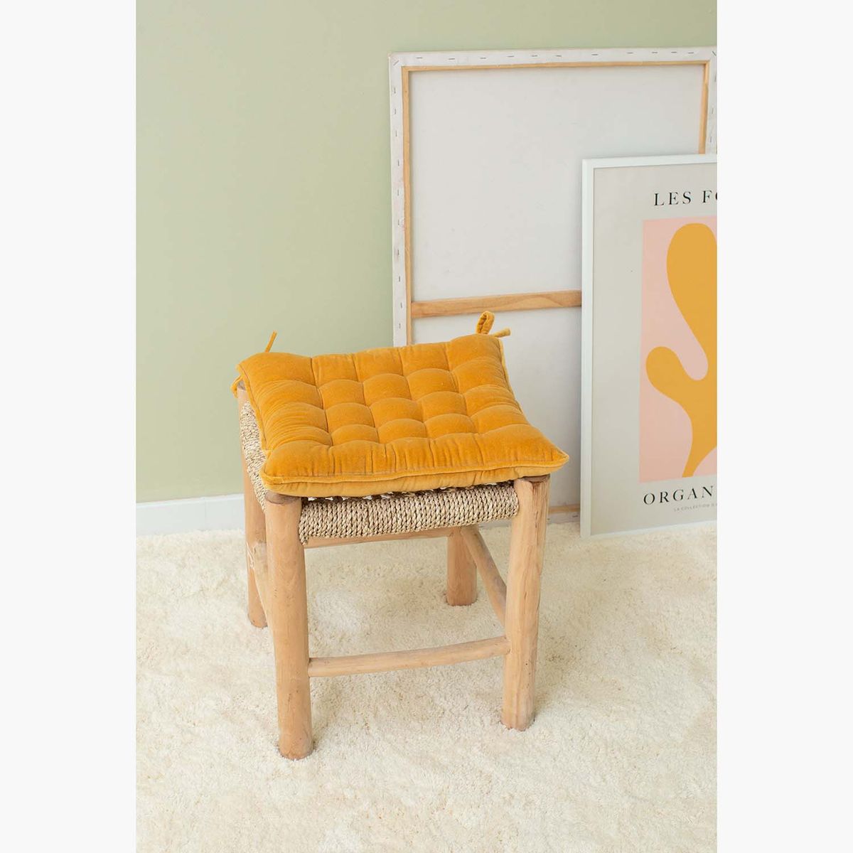 CALMA HOUSE - Cojín de Silla Velur Mostaza Calma House