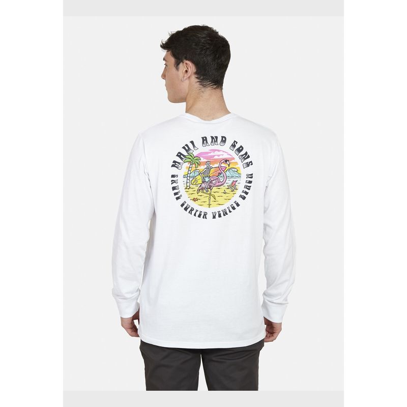 MAUI AND SONS - Polera FLAMINGO /SKULL SS TEE Hombre Blanco Maui and Sons