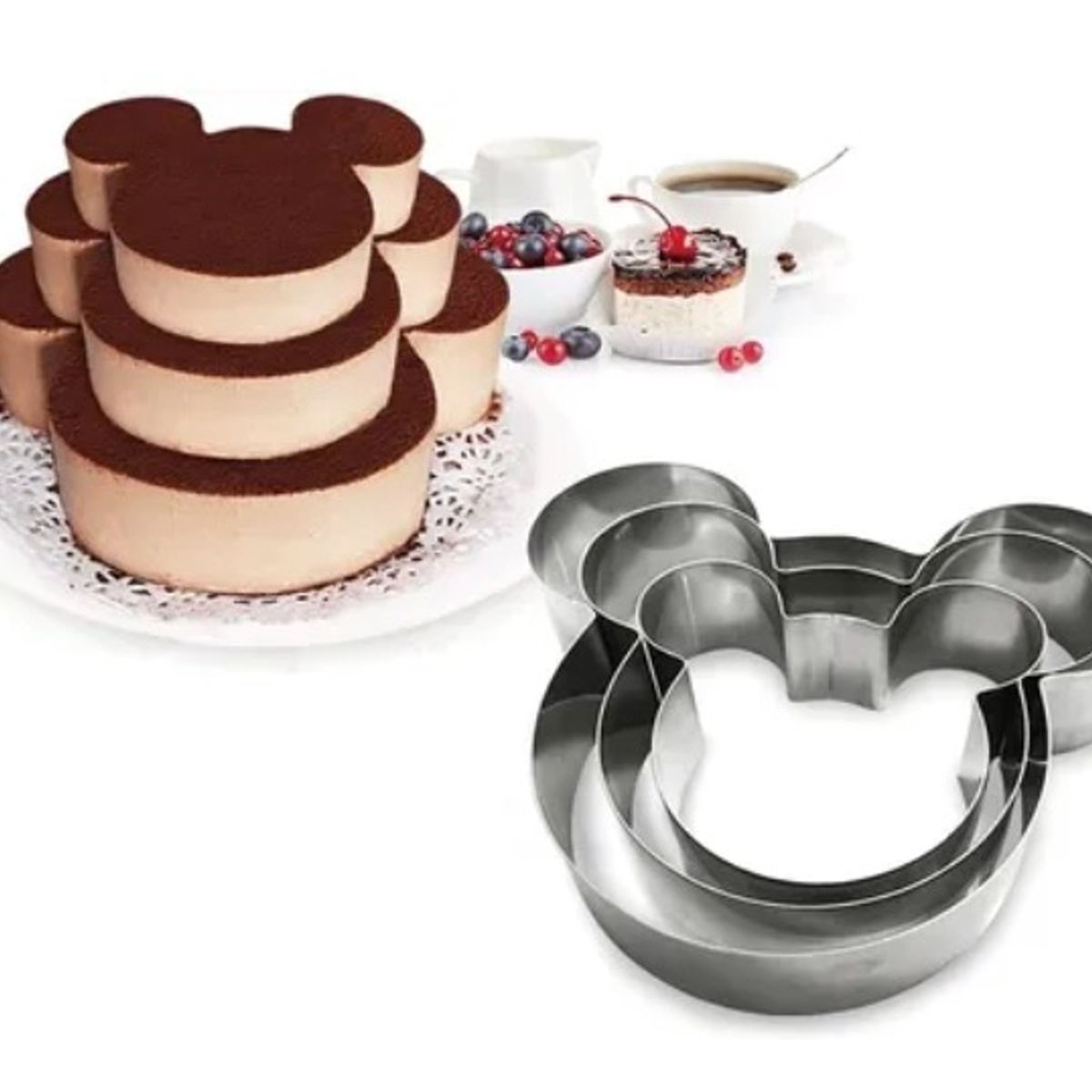 GENERICO - Tres Cortadores De Queque O Bizcochos de Mickey Mouse.