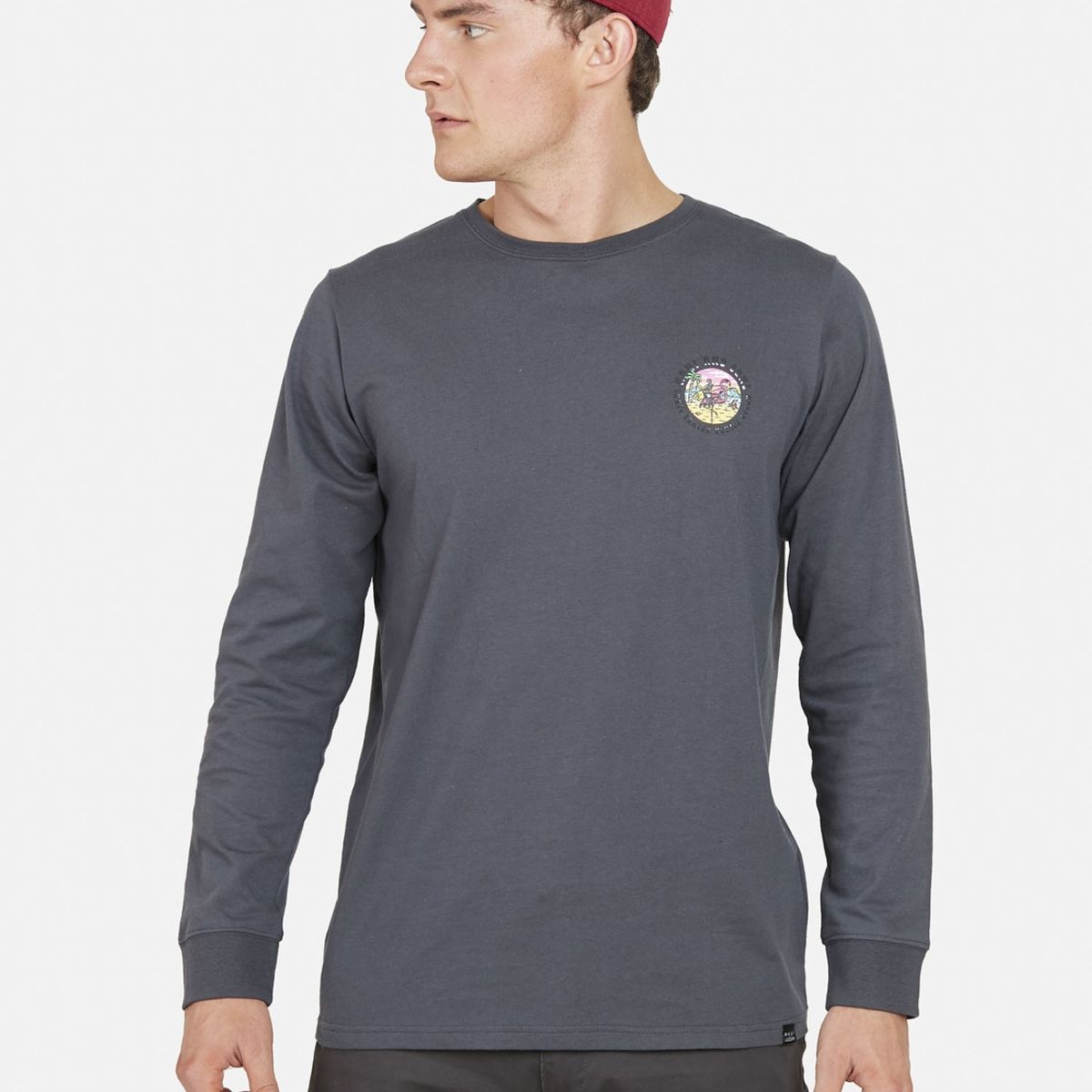 MAUI AND SONS - Polera FLAMINGO /SKULL SS TEE Hombre Gris Oscuro Maui and Sons