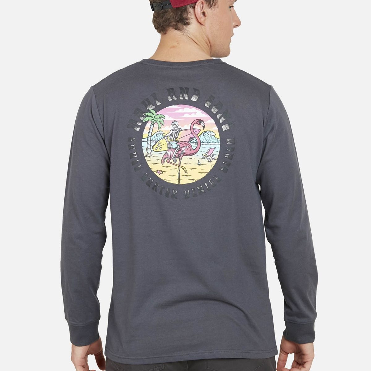 MAUI AND SONS - Polera FLAMINGO /SKULL SS TEE Hombre Gris Oscuro Maui and Sons