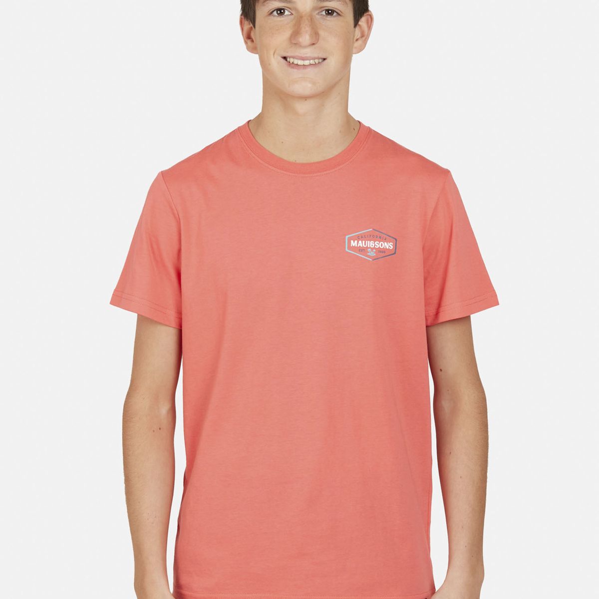 MAUI AND SONS - Polera HEXAGON SURF Juvenil Rosado Maui and Sons