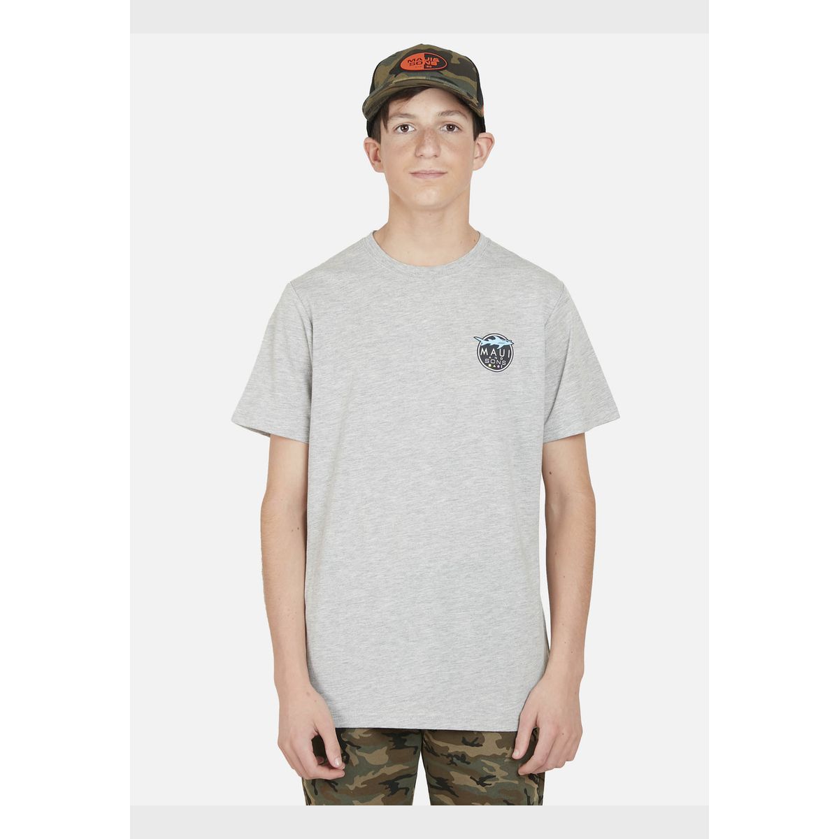 MAUI AND SONS - Polera SHARK COOKIE Juvenil Gris Oscuro Maui and Sons